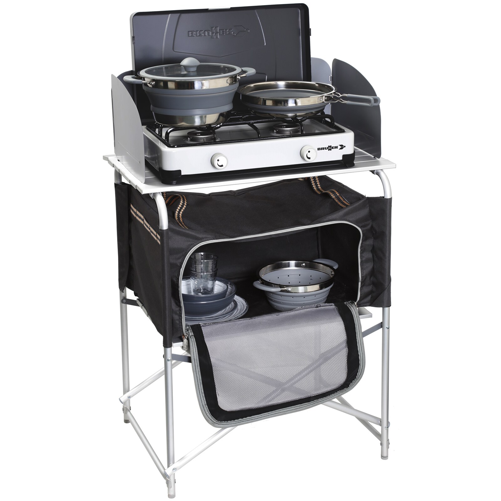 Camping Reise Küche Snack Basic Küchen Tisch Box Falt Schrank Windschutz