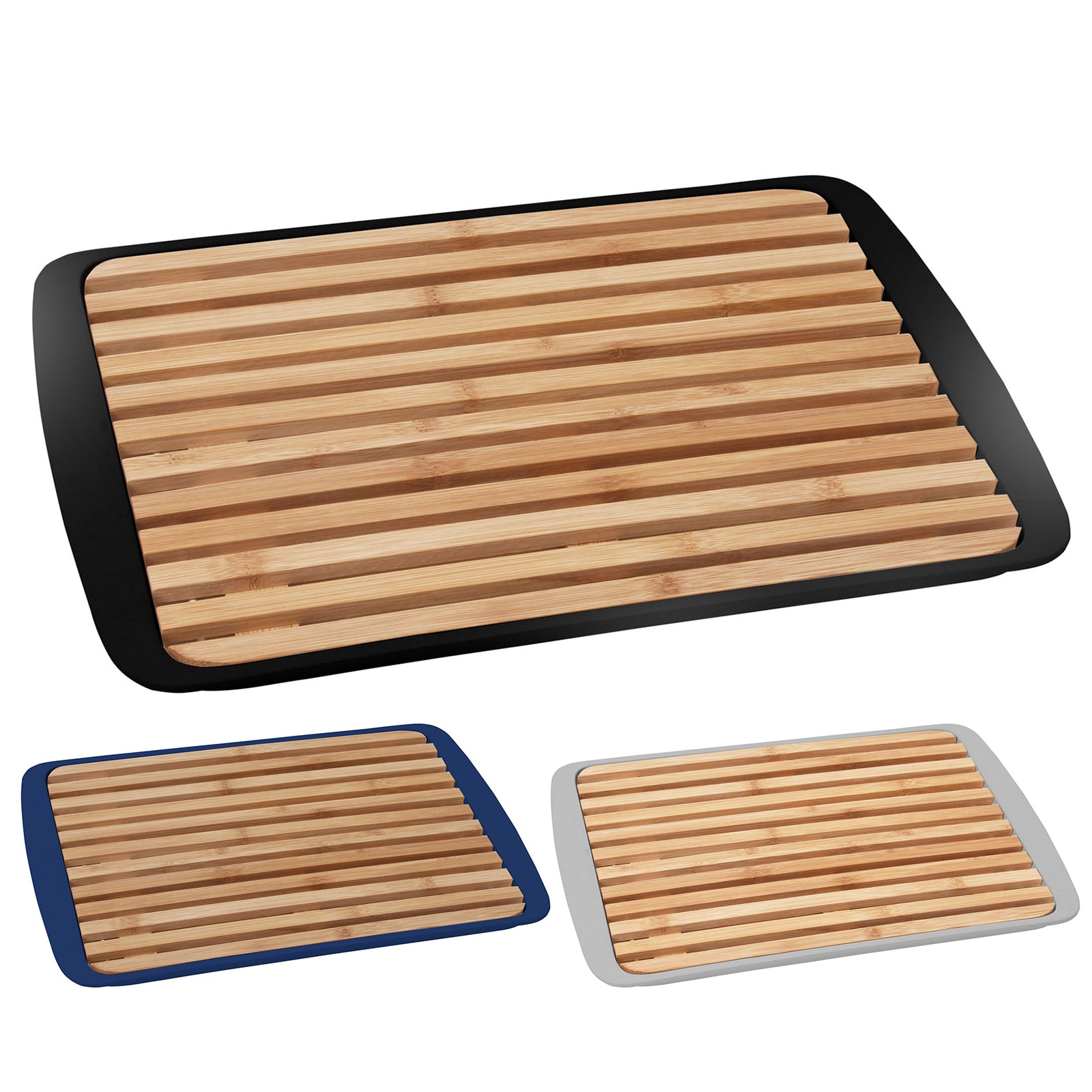 BRUNNER 2-in-1 Schneidebrett & Servier Tablett Platte K&uuml;chen Brett Holz 24x36cm Farbe: Grau 