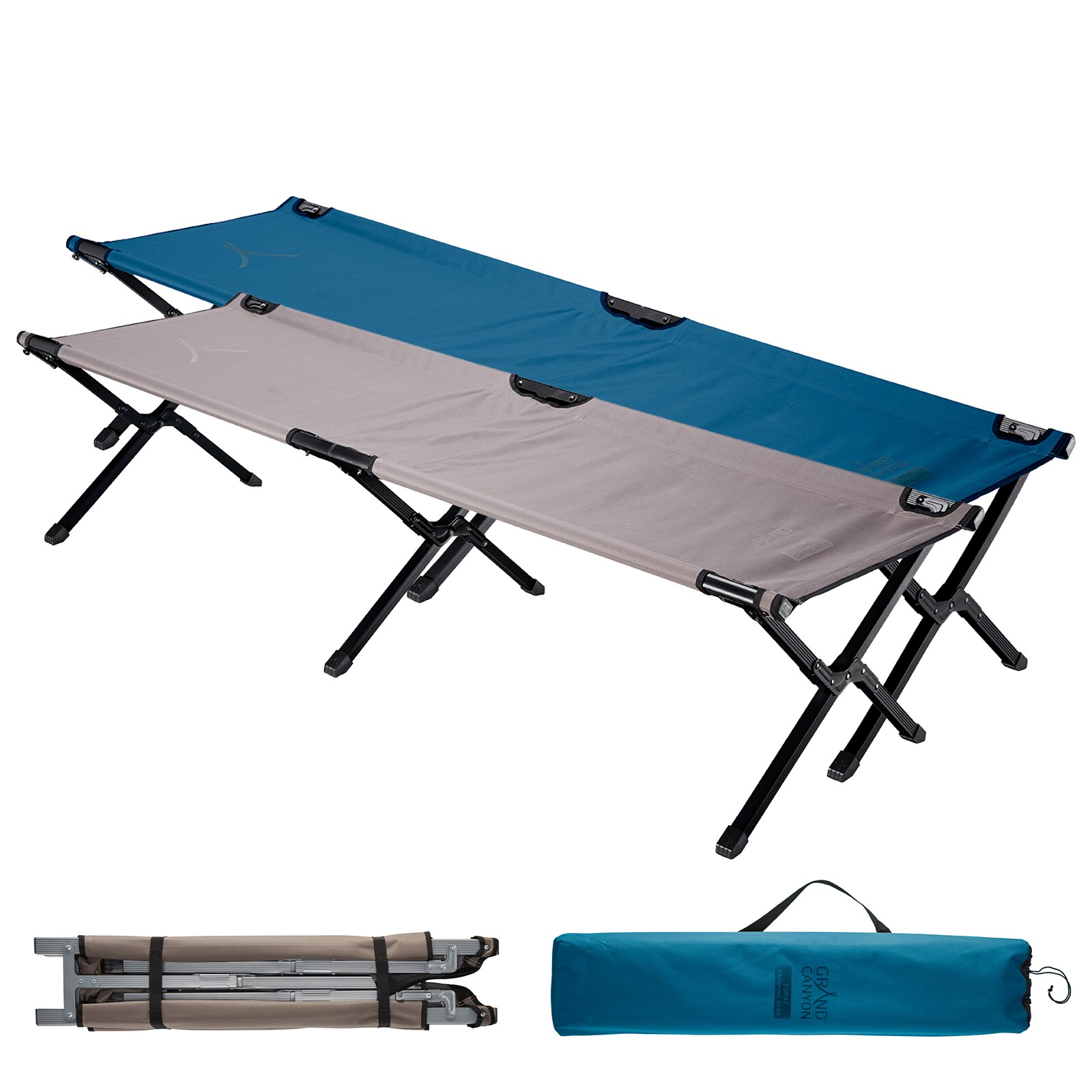 GRAND CANYON Alu Feldbett Topaz M/L Camping Liege G&auml;ste Klapp Bett Gro&szlig; 150 kg Modell: Large - Falcon 