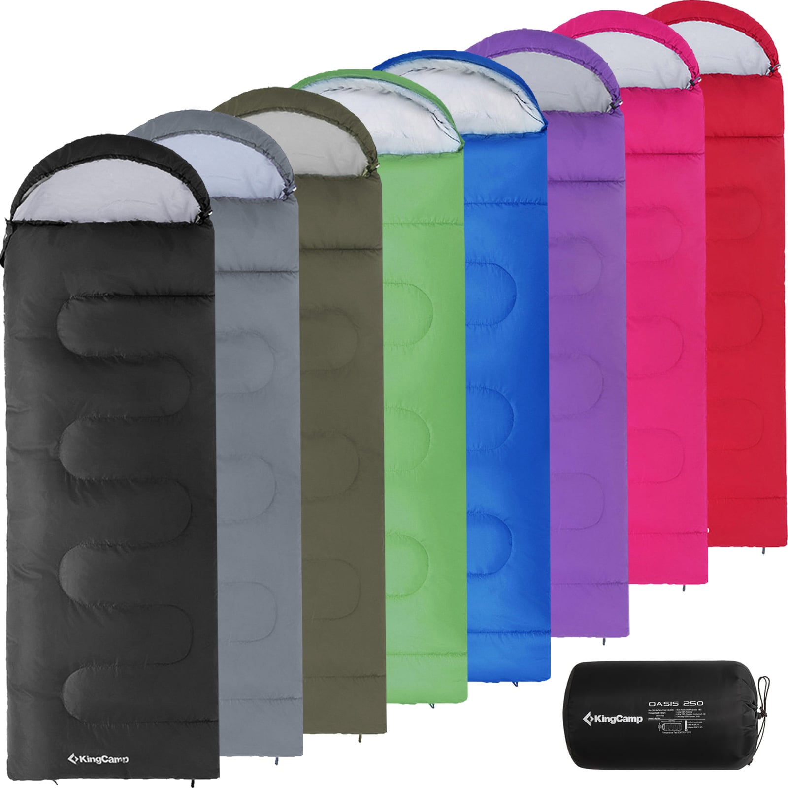 KINGCAMP Decken Schlafsack Oasis 250 Sommer Camping Outdoor 2,2m Lang&Breit -3&deg;C Variante: Royal Blue - Zipper L 
