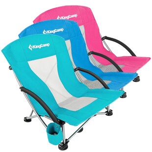 KINGCAMP Strand Liege Stuhl Camping Klapp Falt Sessel Niedrig Garten Stahl 136kg Farbe: Royal Blue 