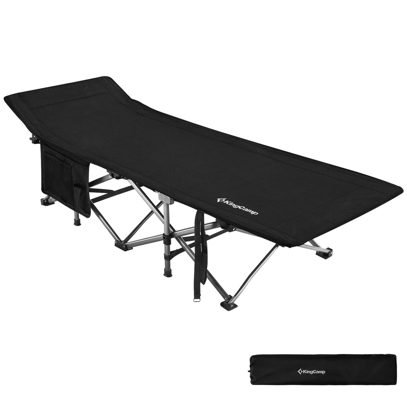 KINGCAMP Feldbett XL Outdoor Camping Liege G&auml;ste Klappbett Stahl 208x75cm 200kg 