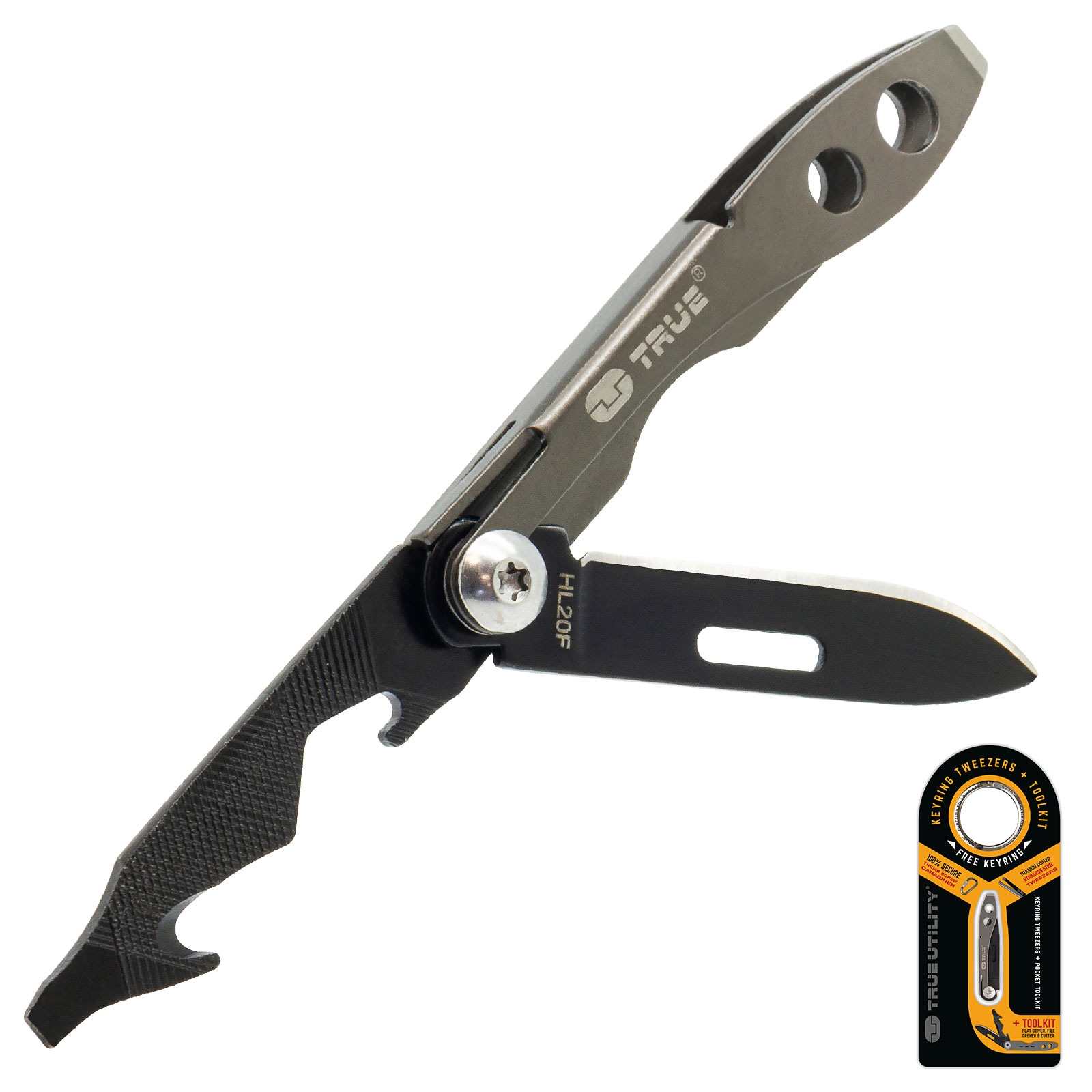 TRUE UTILITY Taschenmesser Tweezer Mini Multi Tool Klappmesser Schl&uuml;sselanh&auml;nger 