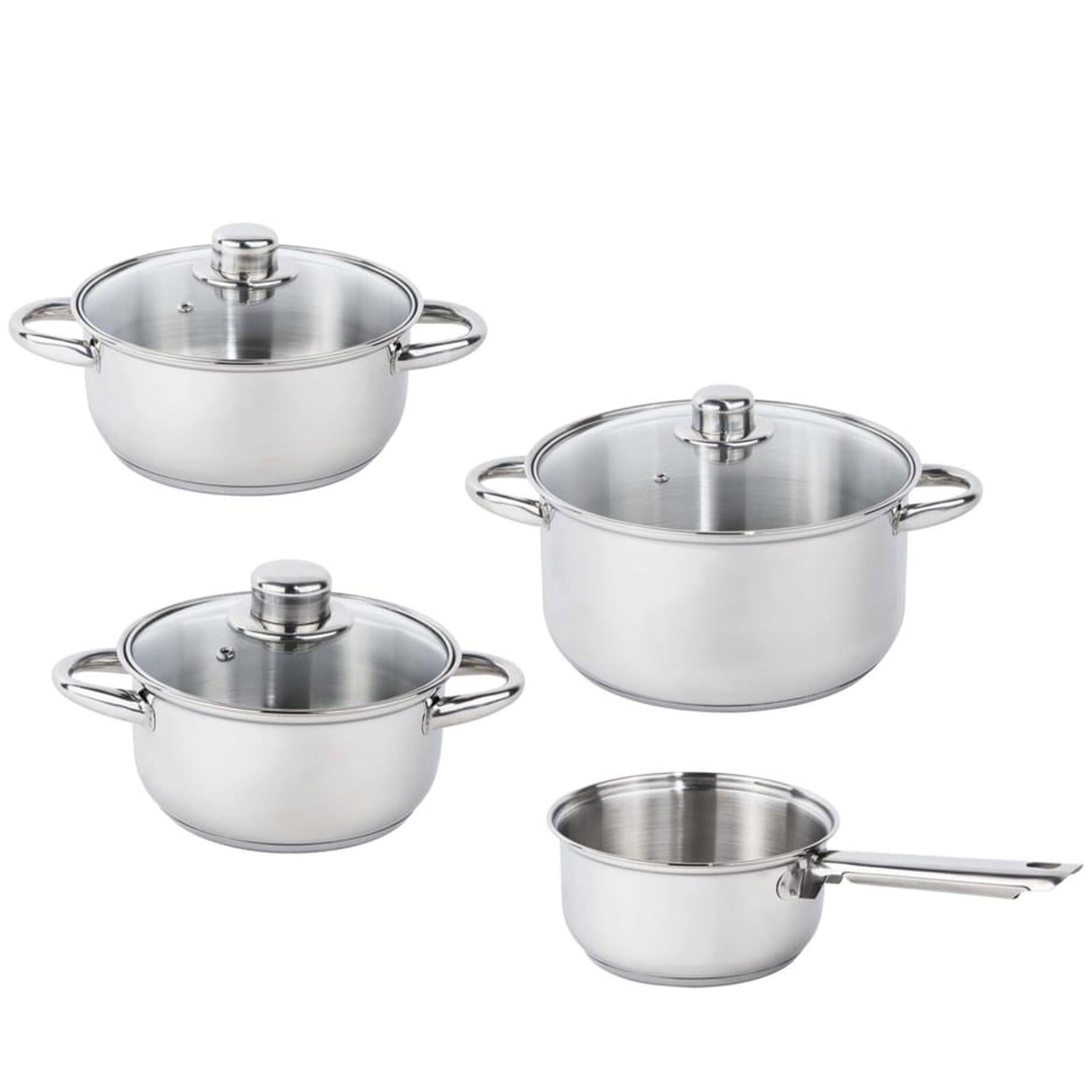 HI Kochtopf Set 7tlg. XL Glas Deckel Induktion Topf Kasserolle Griff Edelstahl 