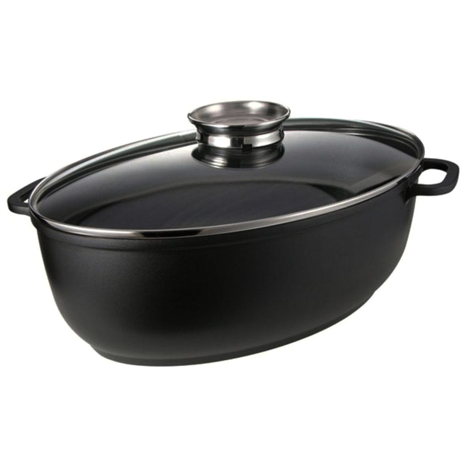 HI Alu Guss Br&auml;ter Schmor Topf Pfanne Kasserolle Aromaknauf Glas Deckel Antihaft 