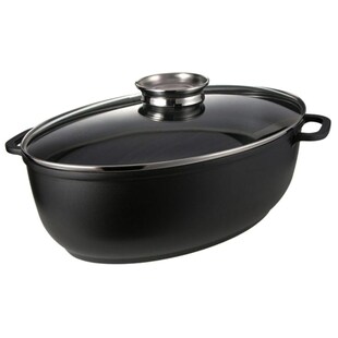 HI Alu Guss Bräter Schmor Topf Pfanne Kasserolle Aromaknauf Glas Deckel Antihaft 