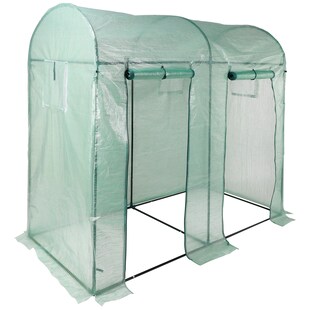 HI Folien Gewächshaus Treibhaus Garten Zelt Tomaten Haus Frühbeet Rahmen Türen 