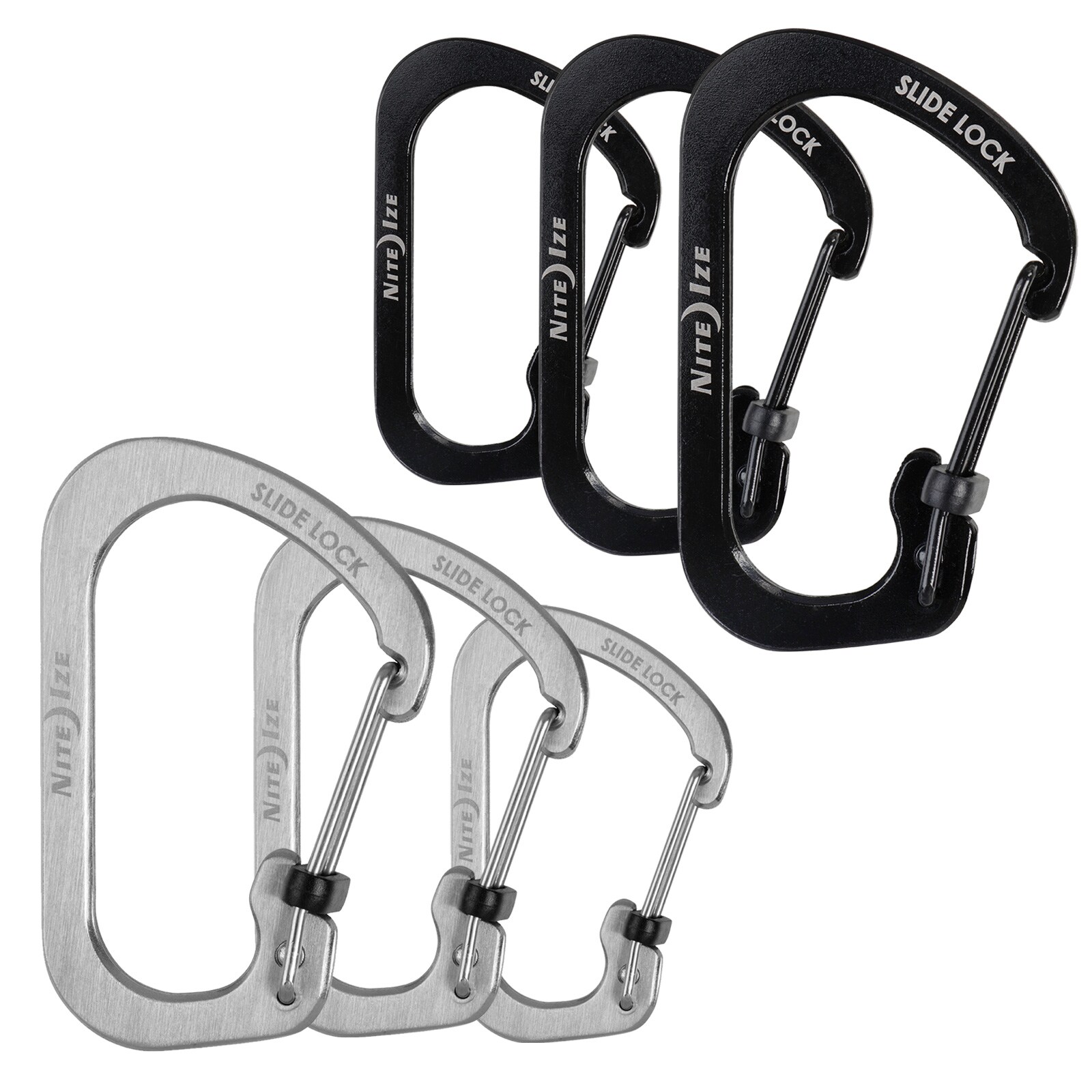 NITE IZE SlideLock Mini Karabiner Schl&uuml;sselanh&auml;nger Schnapp Haken Edelstahl Variante: Gr. 2 &ndash; Schwarz 