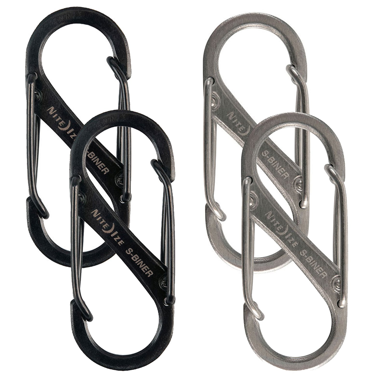 NITE IZE 2er Set SlideLock S-Biner Mini Doppel Karabiner Haken Schl&uuml;sselanh&auml;nger Farbe: schwarz 