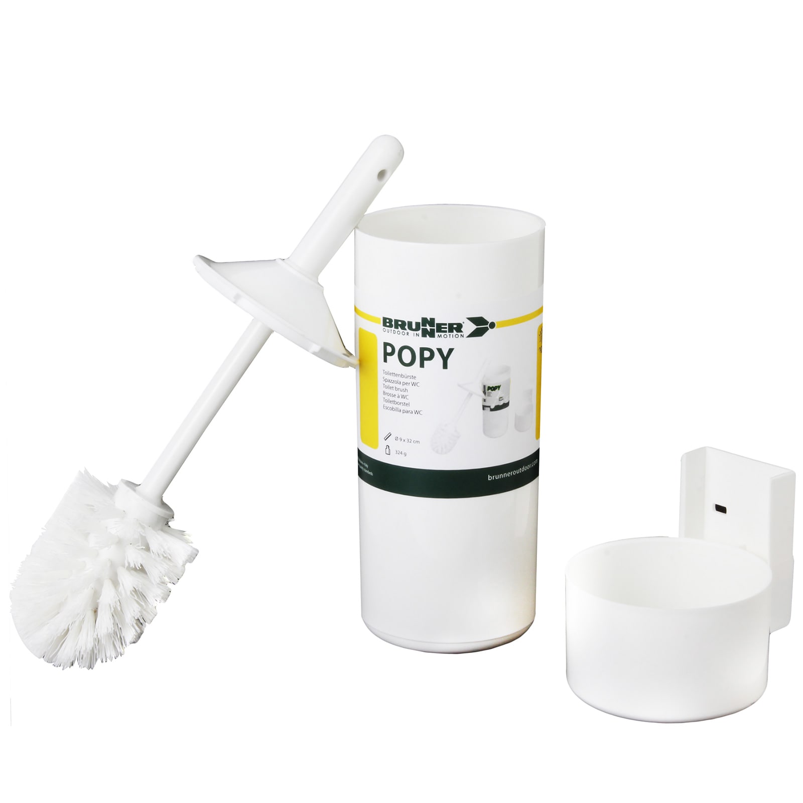 BRUNNER Mini Camping Toiletten B&uuml;rste Klo WC Garnitur Halter Wohnwagen Bad Klein 
