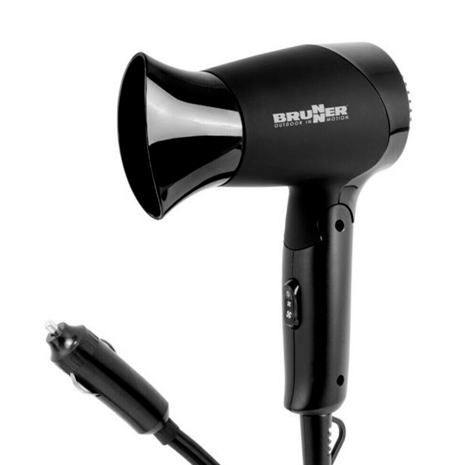 BRUNNER Reise F&ouml;hn Haartrockner Monsun 12 V Camping Outdoor Klein Klappbar 120 W 