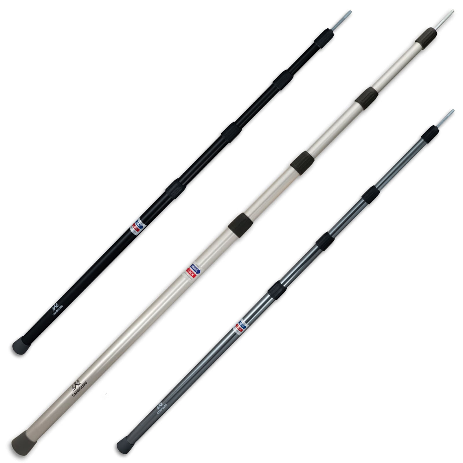 CAMPGURU Teleskop Tarp Stange Vor Zelt Sonnensegel Aufstell Gest&auml;nge Alu 250 cm Farbe: silver 