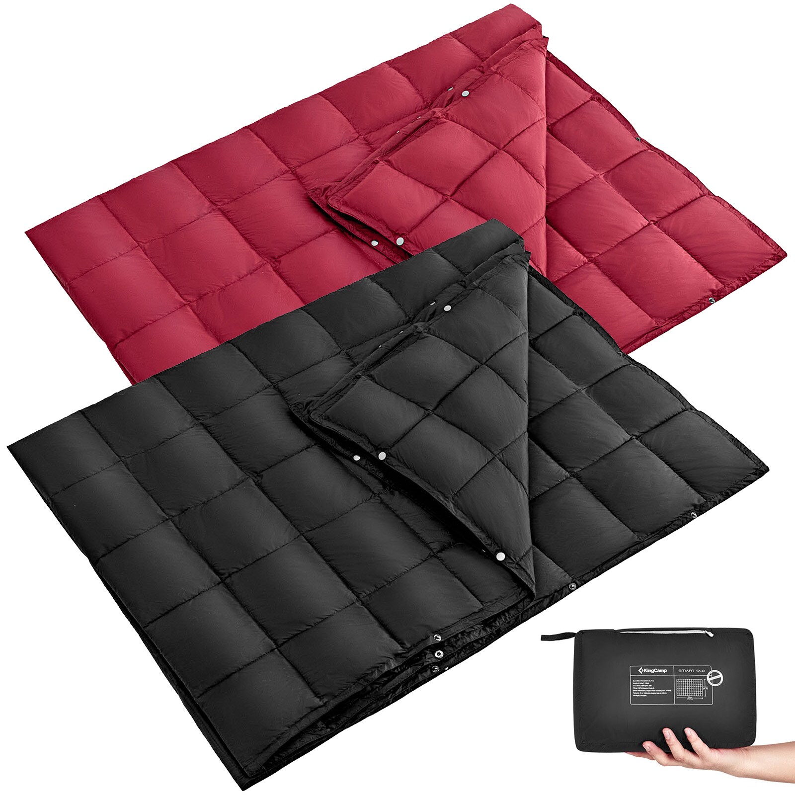 KINGCAMP Camping Decke Smart 540 Picknick Strand Matte Park Decke Leicht  Farbe: wine red