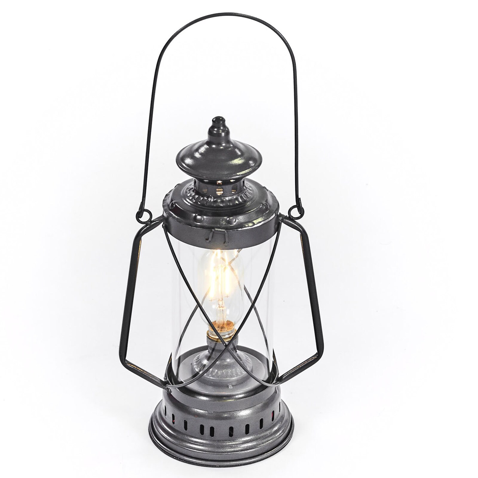 HUMAN COMFORT Sturm Laterne LED Camping Retro Lampe USB Akku Dimmbar Glas Metall 