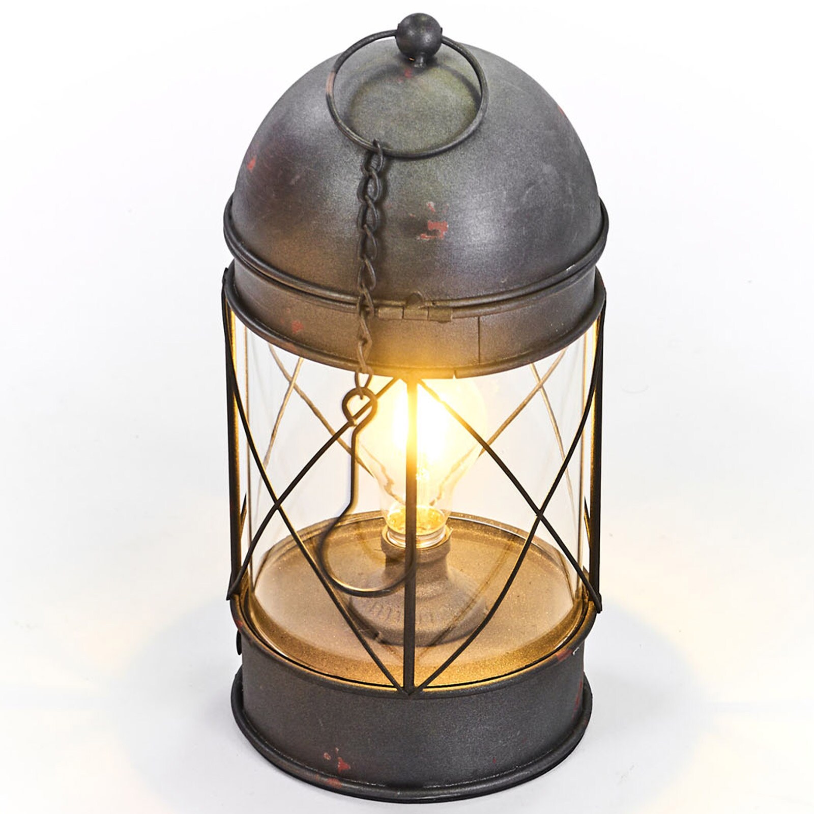 HUMAN COMFORT Sturm Laterne LED Camping Retro Lampe USB Akku Dimmbar Glas Metall 