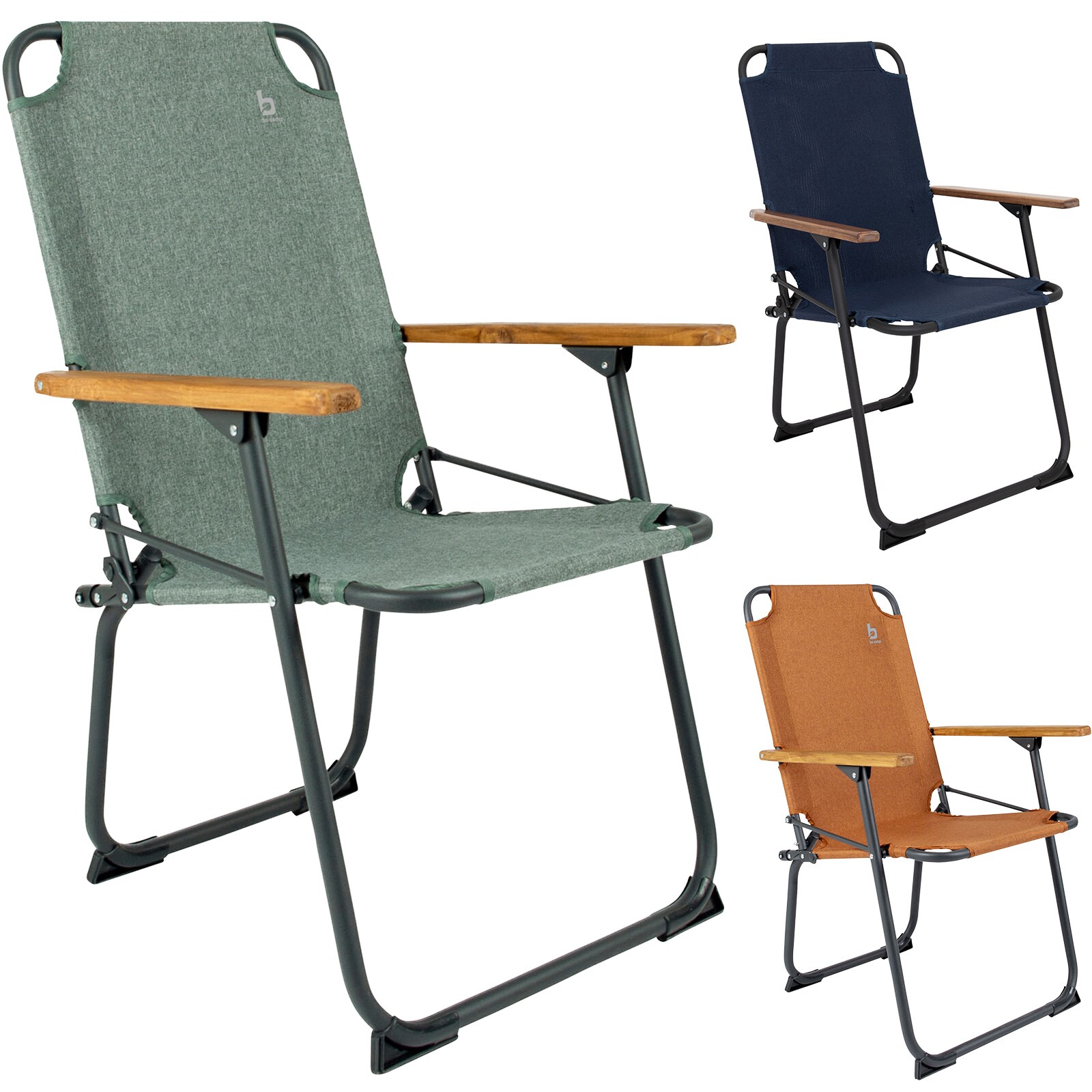 BO-CAMP Campingstuhl Bushwick Garten Klappstuhl Faltstuhl Faltbar Alu Holz 100kg Farbe: Gr&uuml;n 