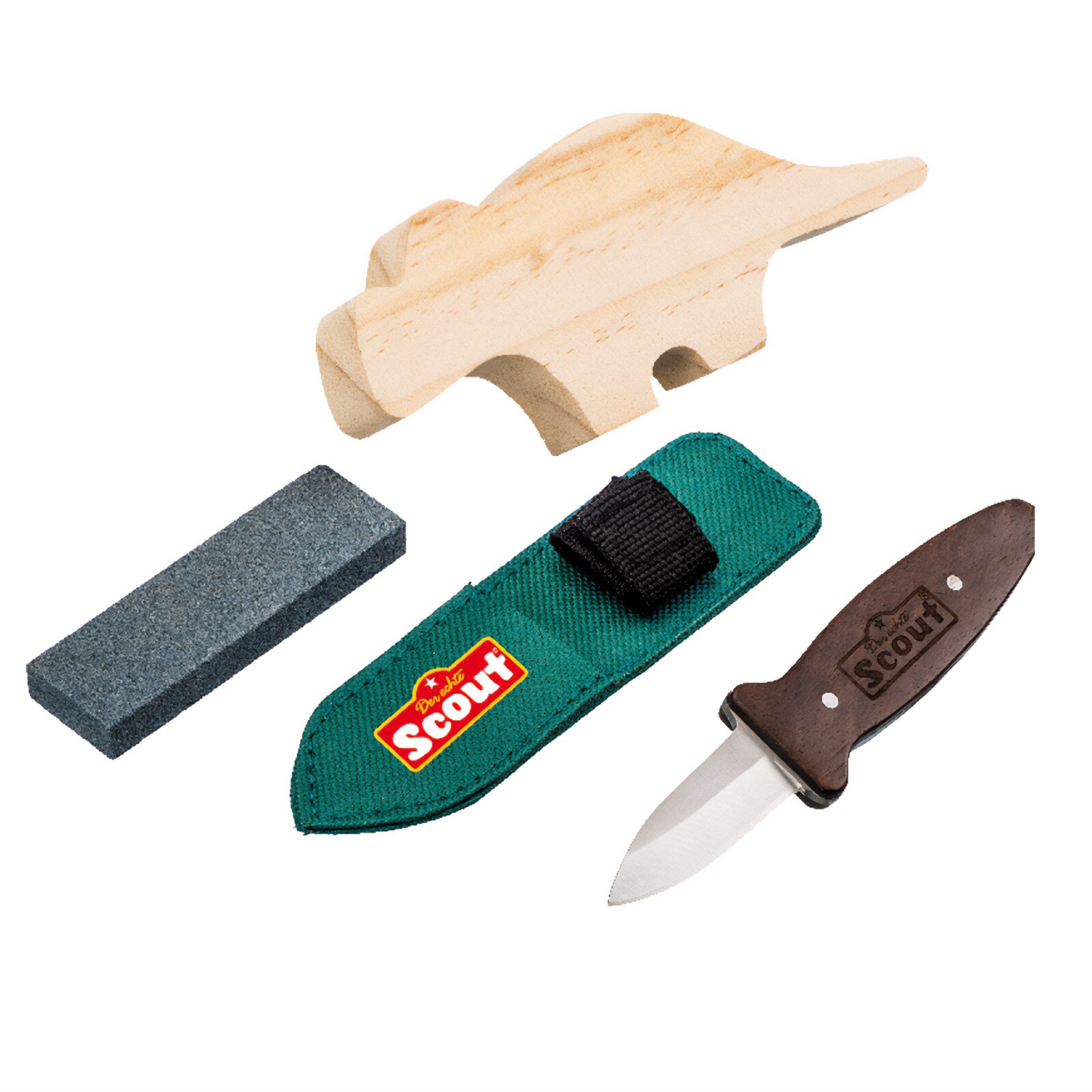 SCOUT Schnitzset  -Schnitzmesser - Kindermesser - Kinder Messer & Schleifstein ! 