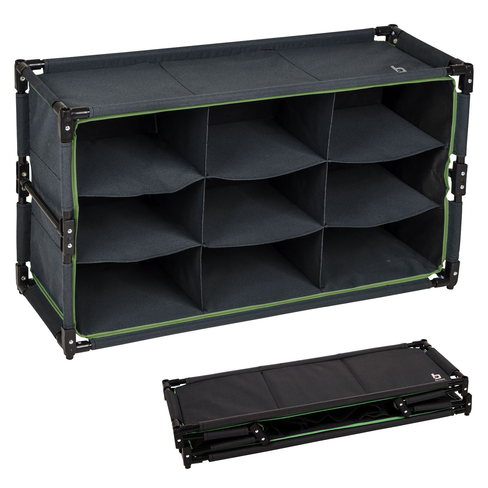 BO-CAMP Faltschrank Camping Schrank Regal Zelt Organizer Garderobe 9F&auml;cher Stahl 