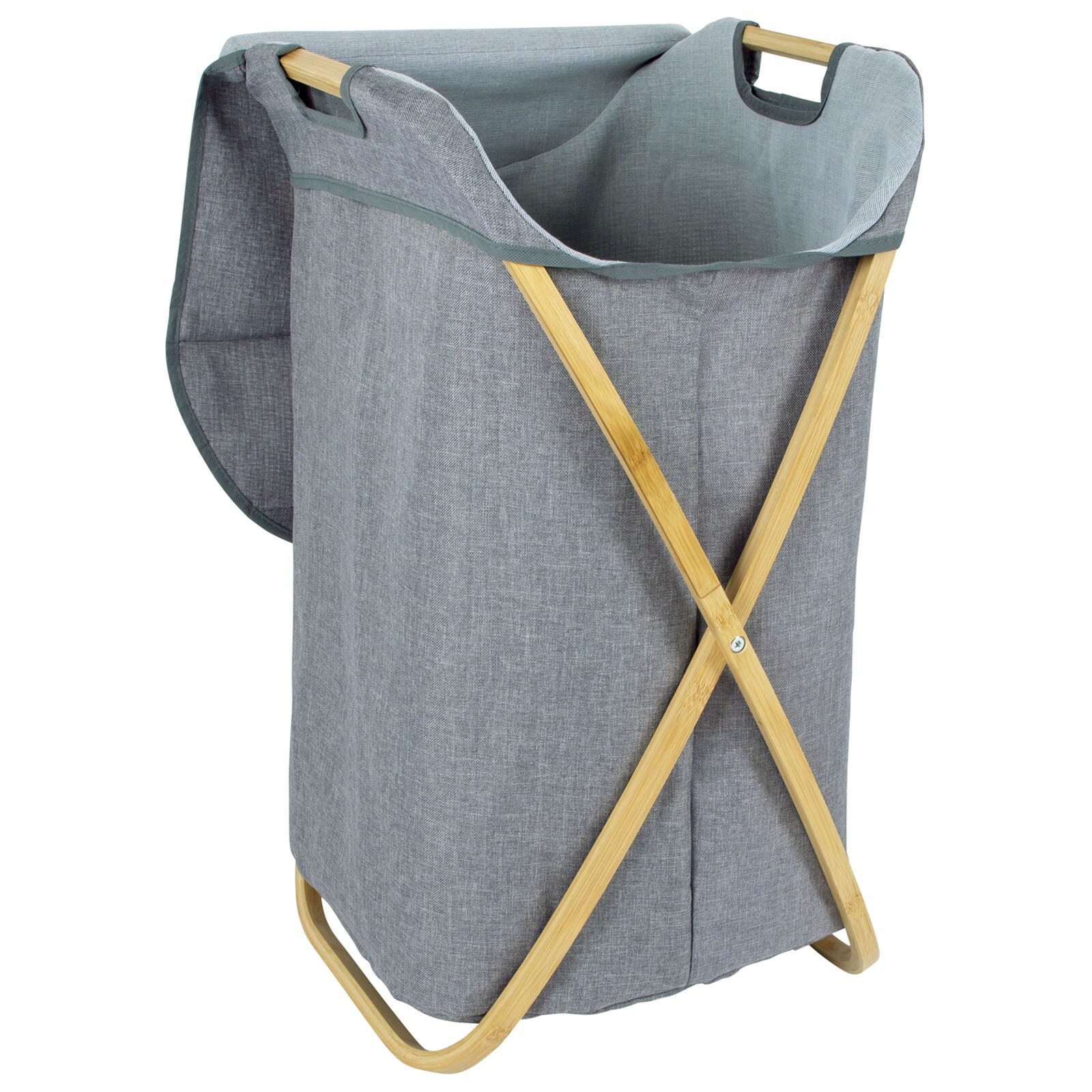 BO-CAMP Camping W&auml;schekorb Rainham W&auml;sche Truhe Box Deckel Sammler Bambus Holz 