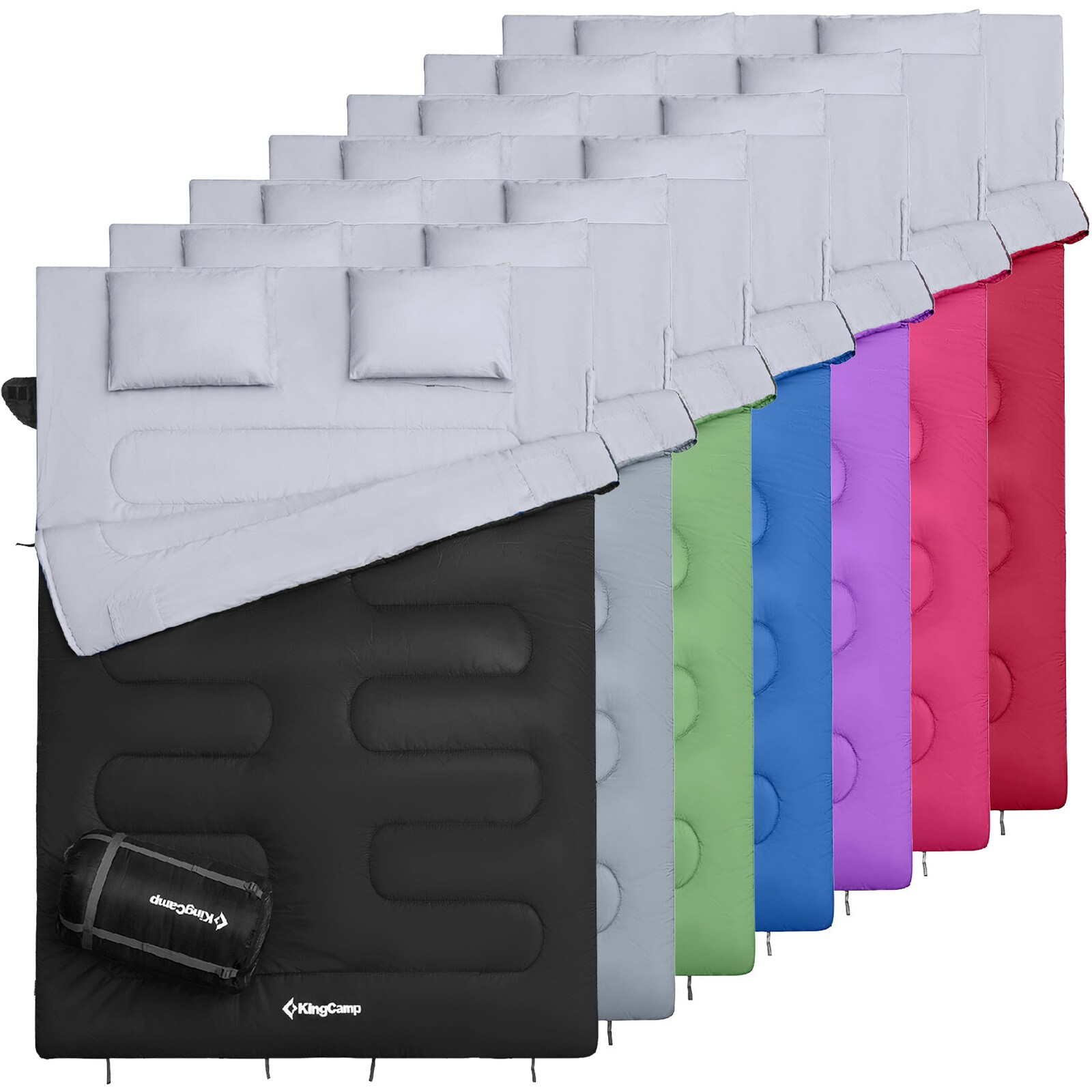 KINGCAMP Deckenschlafsack Oxygen 250 D 2 Personen Doppel Schlafsack XL Lang -3&deg;C Farbe: Olive Green 