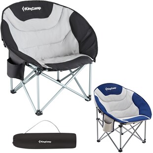 KINGCAMP MoonChair XL Camping Klapp Stuhl Garten Falt Sessel Kühltasche 150 kg Farbe: Black/Light Grey 