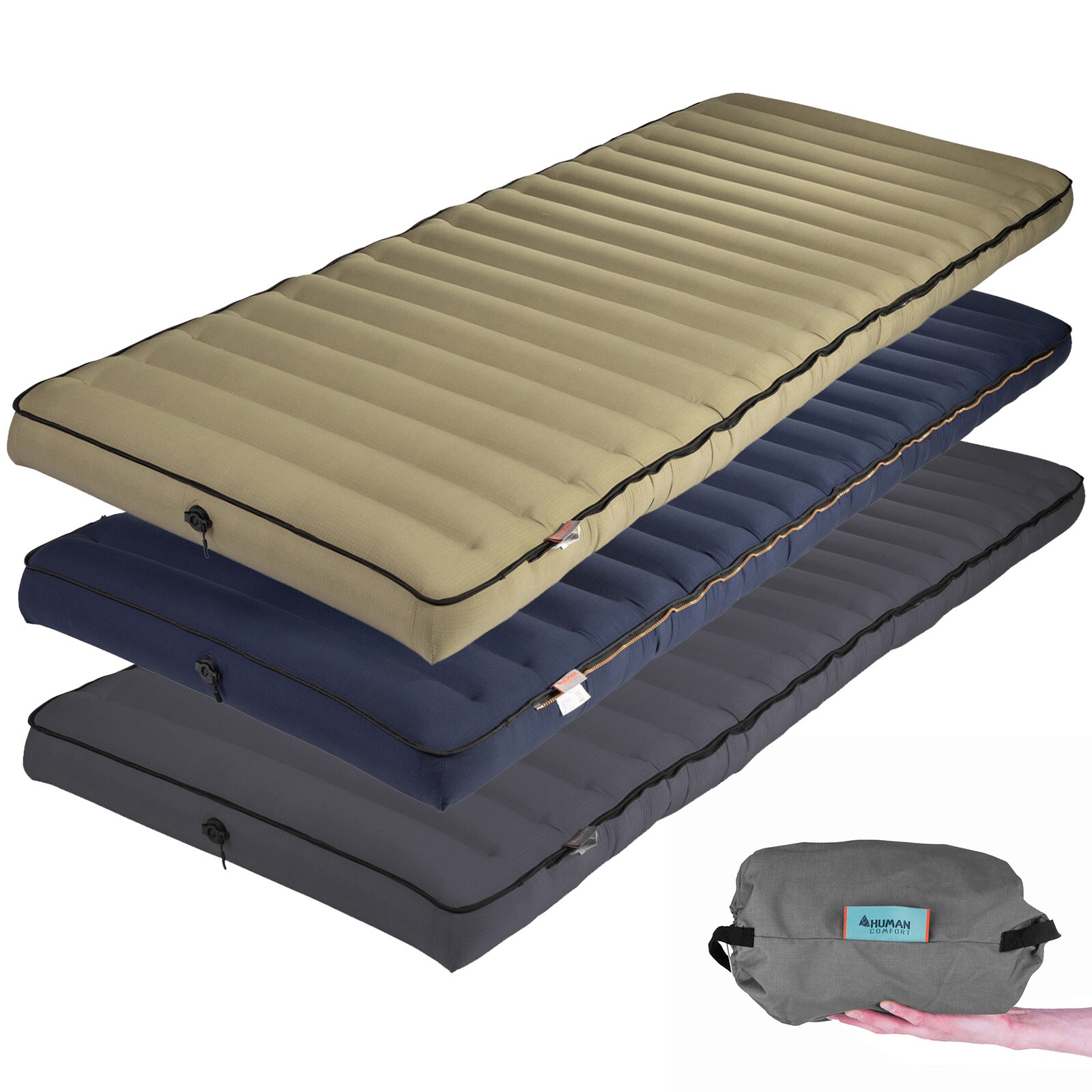 HUMAN COMFORT Luft Bett Chatou Isomatte Kasten Matratze Gäste 100% Baumwolle Farbe: Grau