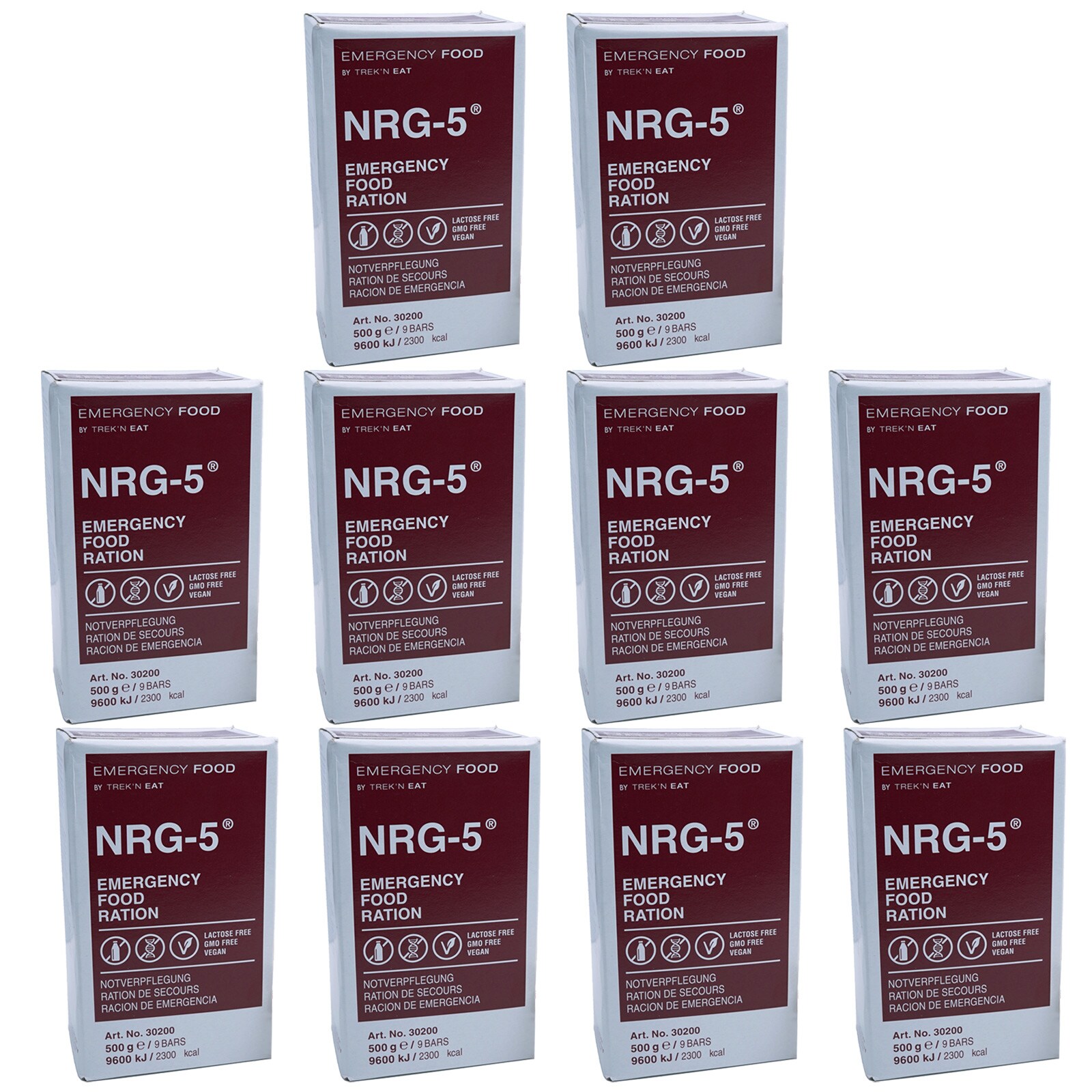 EMERGENCY FOOD 10 x NRG-5 Trekking Nahrung Not Ration Essen Laktosefrei Vegan 