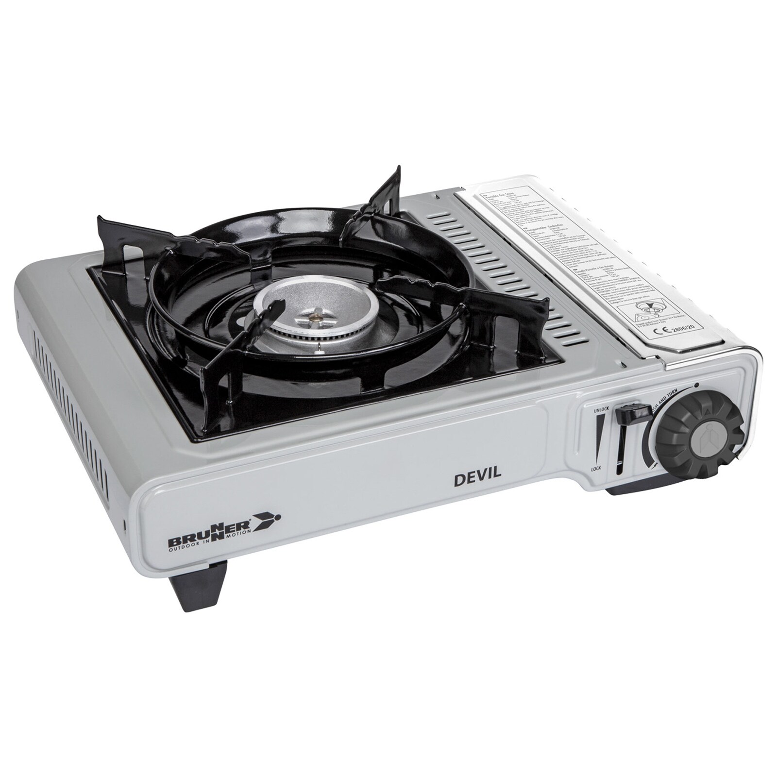 BRUNNER Camping Gaskocher Devil Gas Kartuschen Kocher Tisch Grill Piezo 2200 W 