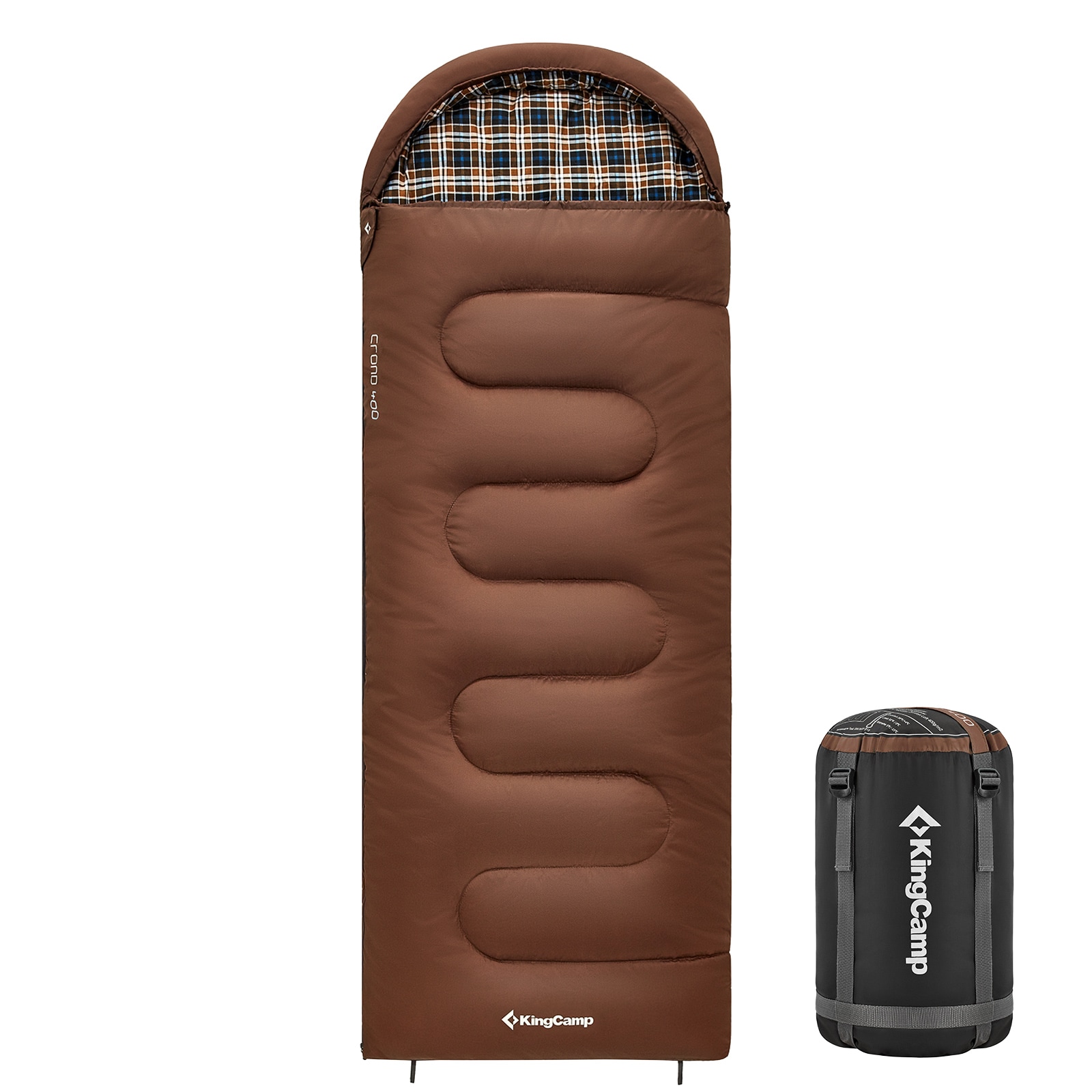 KINGCAMP Deckenschlafsack Cloud 400 Winter Schlafsack Baumwolle XL Breit -15&deg;C Farbe: cappuccino, Variante: Zipper Links 
