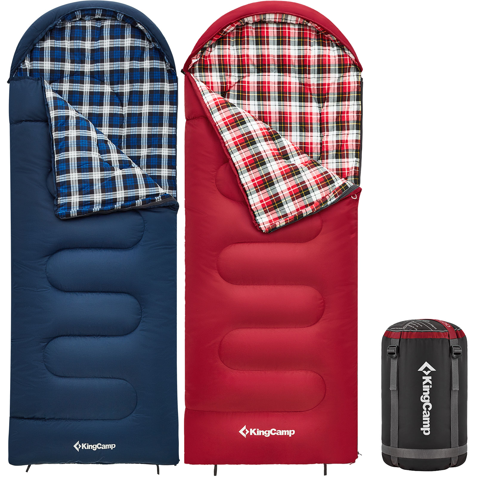KINGCAMP Kinderschlafsack Cloud 300 Winter Decken Schlafsack XL Breit Baumwolle Farbe: red, Variante: Zipper Rechts 