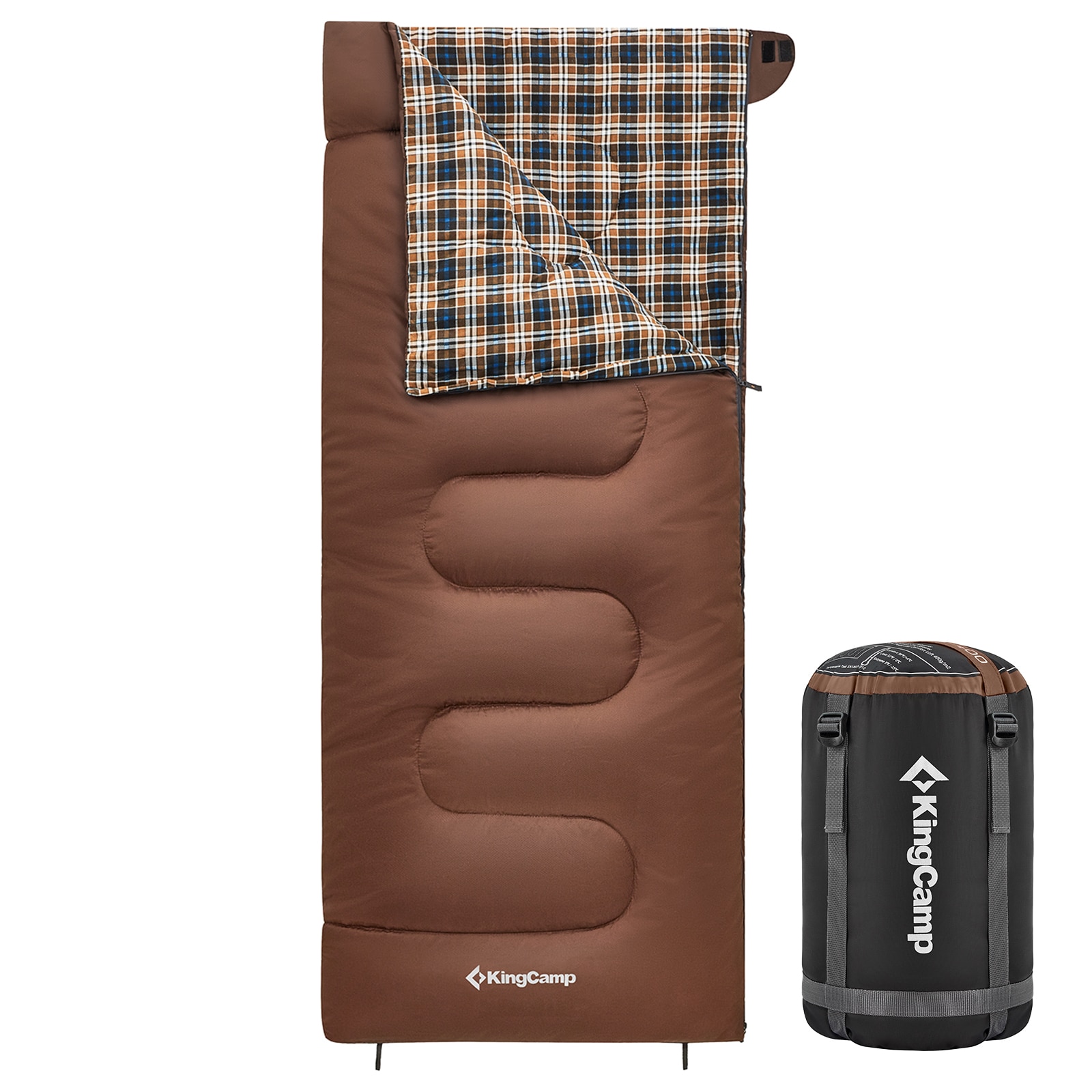 KINGCAMP Deckenschlafsack Snowflake 400 Winter Schlafsack XL Breit Baumwolle -15 Farbe: cappuccino, Variante: Zipper Links 