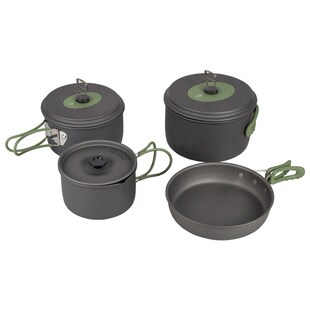 BO-CAMP Alu Kochset 4-teilig Camping Koch Geschirr Trekking Topf Outdoor Pfanne 