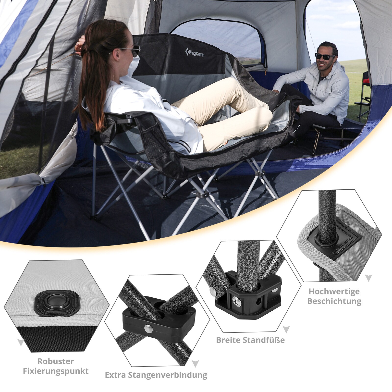 Your GEAR Campingsofa Modena XXL – Faltbare 2-Personen Bank Für Garten & Festival