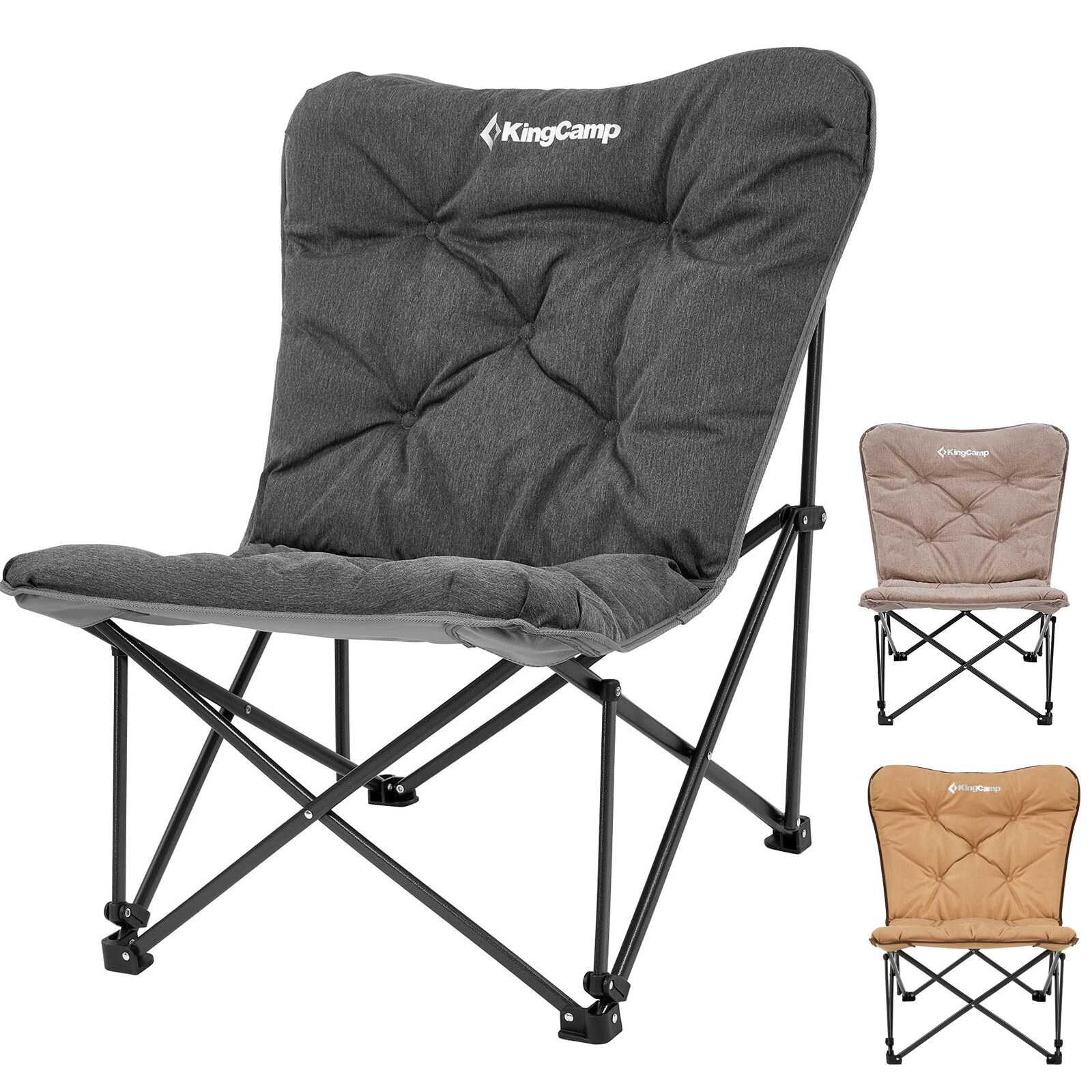 KINGCAMP Campingstuhl Lindon Relax Schmetterlingsstuhl Lounge Stuhl Stahl  Farbe: beige