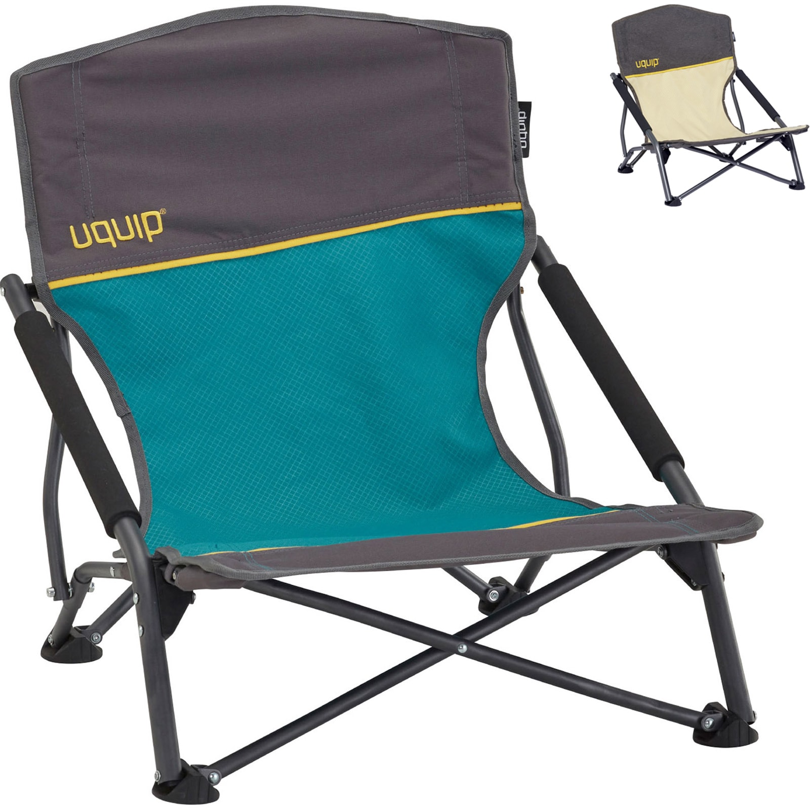 UQUIP Strandstuhl Sandy Campingstuhl Faltstuhl Klappstuhl Faltbar Niedrig 120 kg Farbe: Blue/grey 
