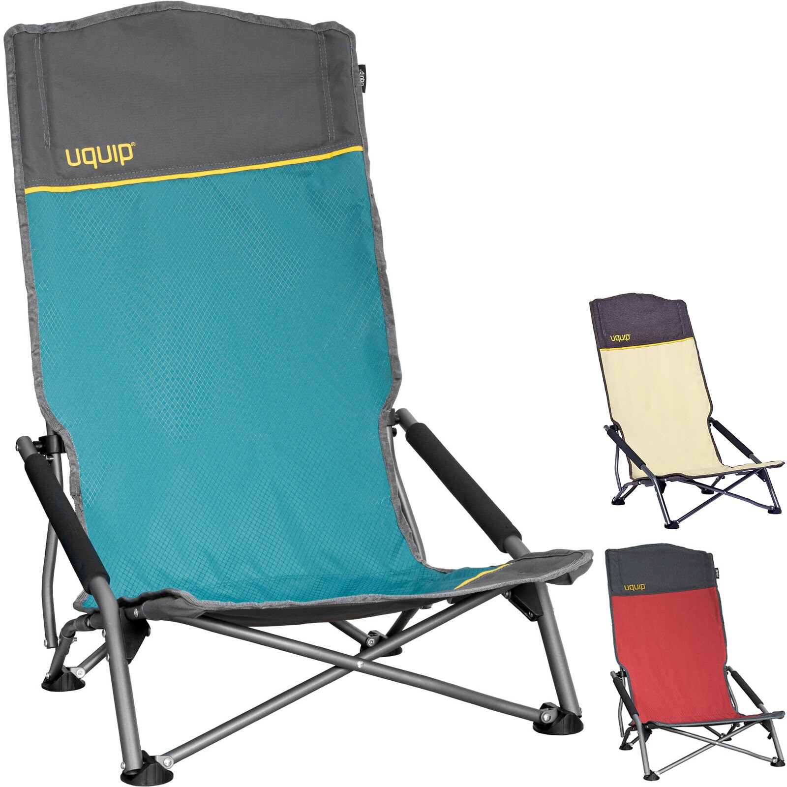UQUIP Strandstuhl Sandy XL Campingstuhl Faltstuhl Klappstuhl Stahl Faltbar 120kg Farbe: Blue/grey 