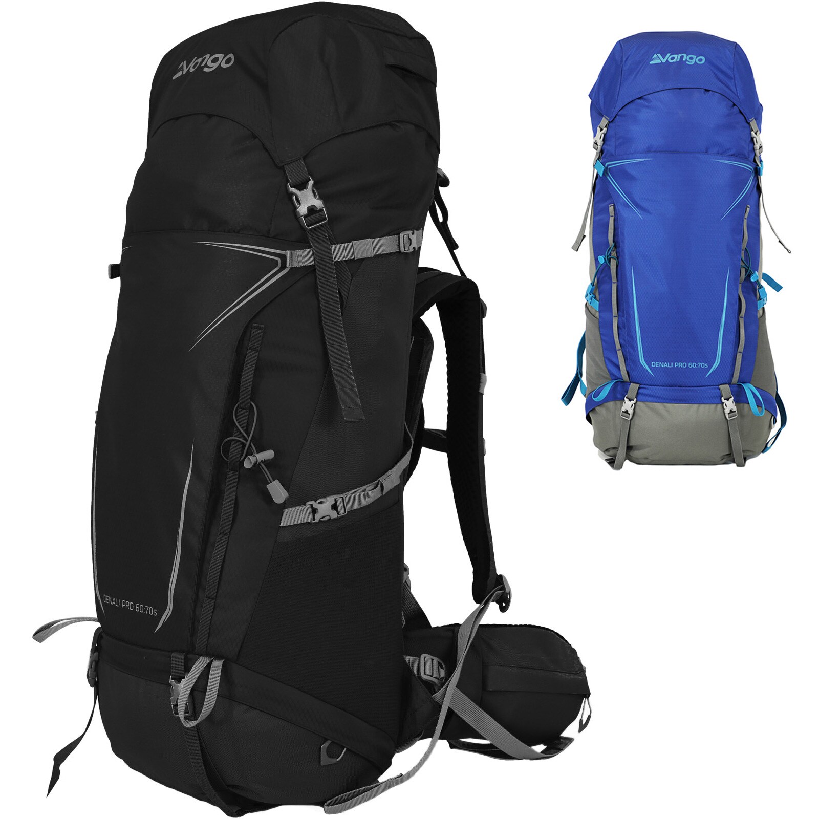 VANGO Trekkingrucksack Denali Pro S 60:70 L Outdoor Wander Rucksack Regenschutz Farbe: Classic Blue 