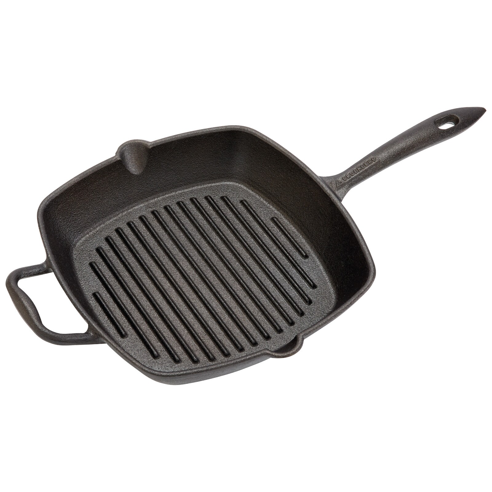 GROENBERG Grillpfanne Gusseisen Pfanne Nabro Bratpfanne Griff Quadratisch 28 cm 