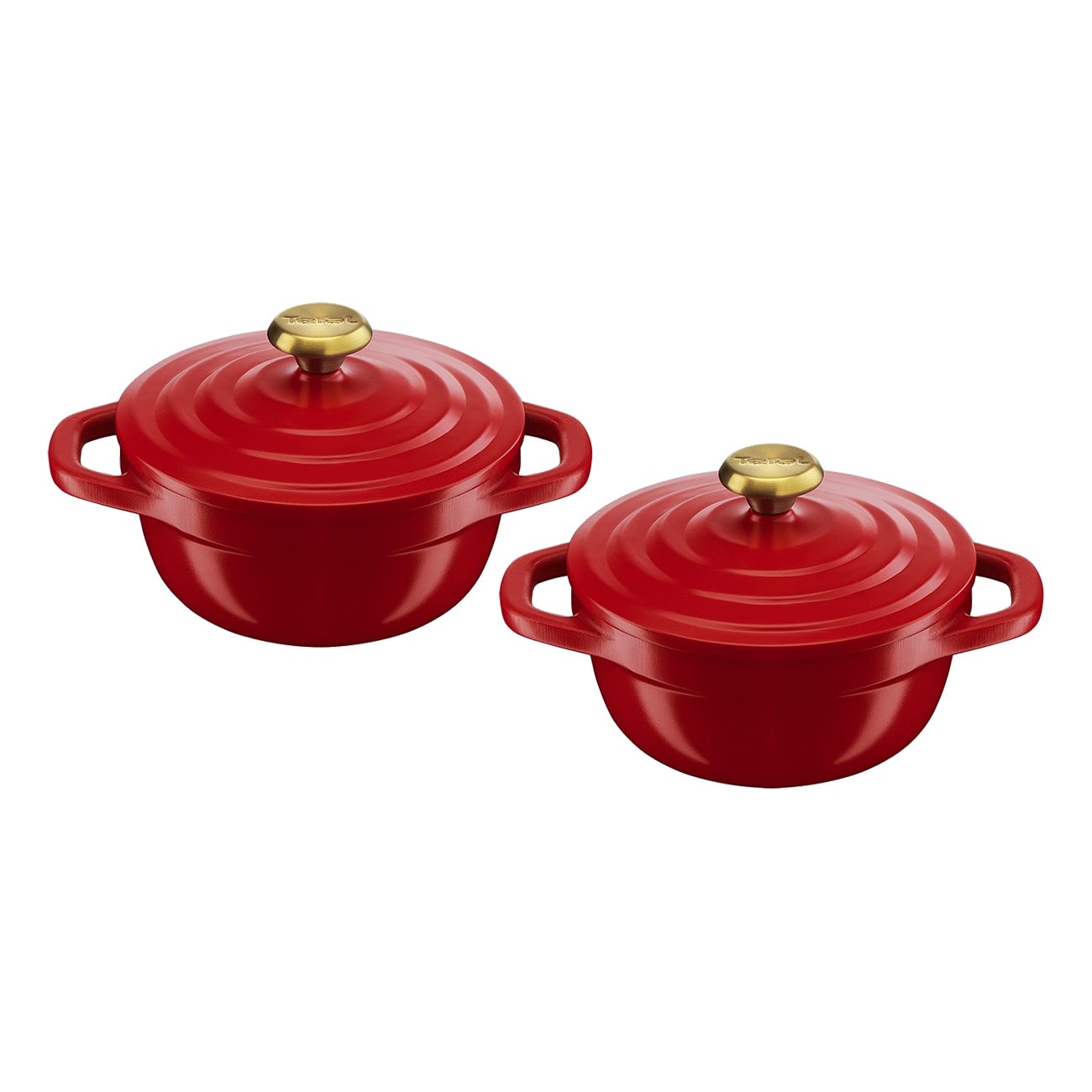 Tefal 2er Set, Durchmesser 11 cm, Gussaluminium, Keramikbeschichtet rot Kasserolle 