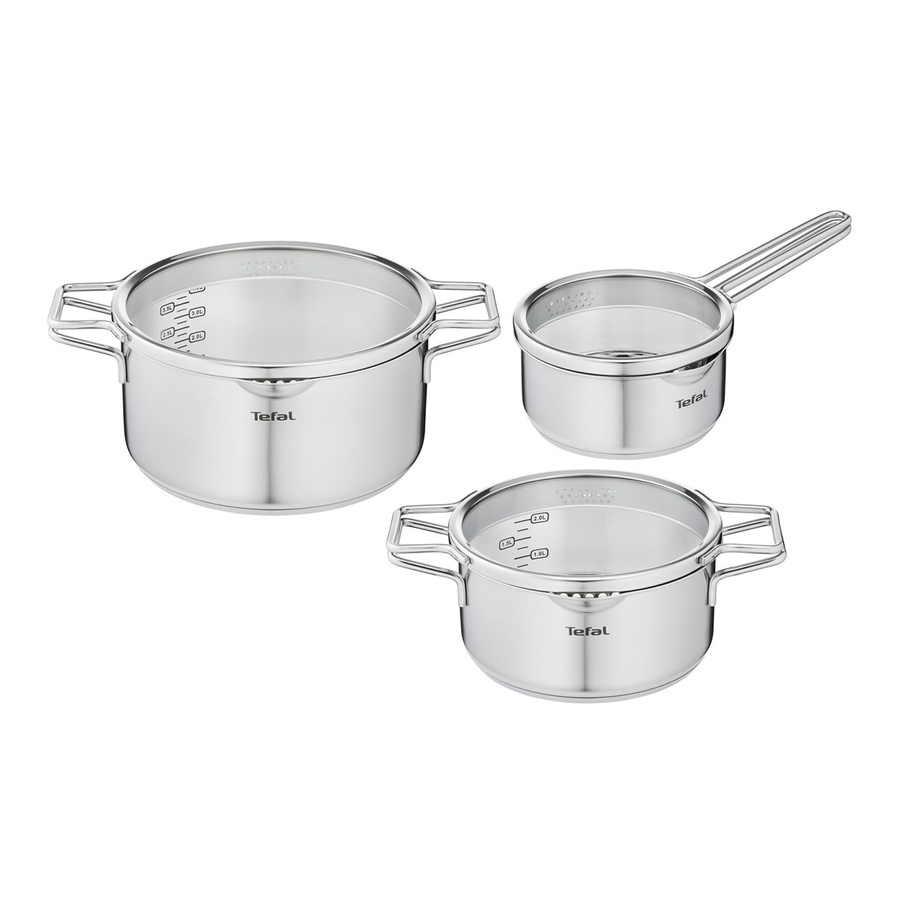 Tefal H852S3 Nordica 6-teiliges Topfset silber Topf 