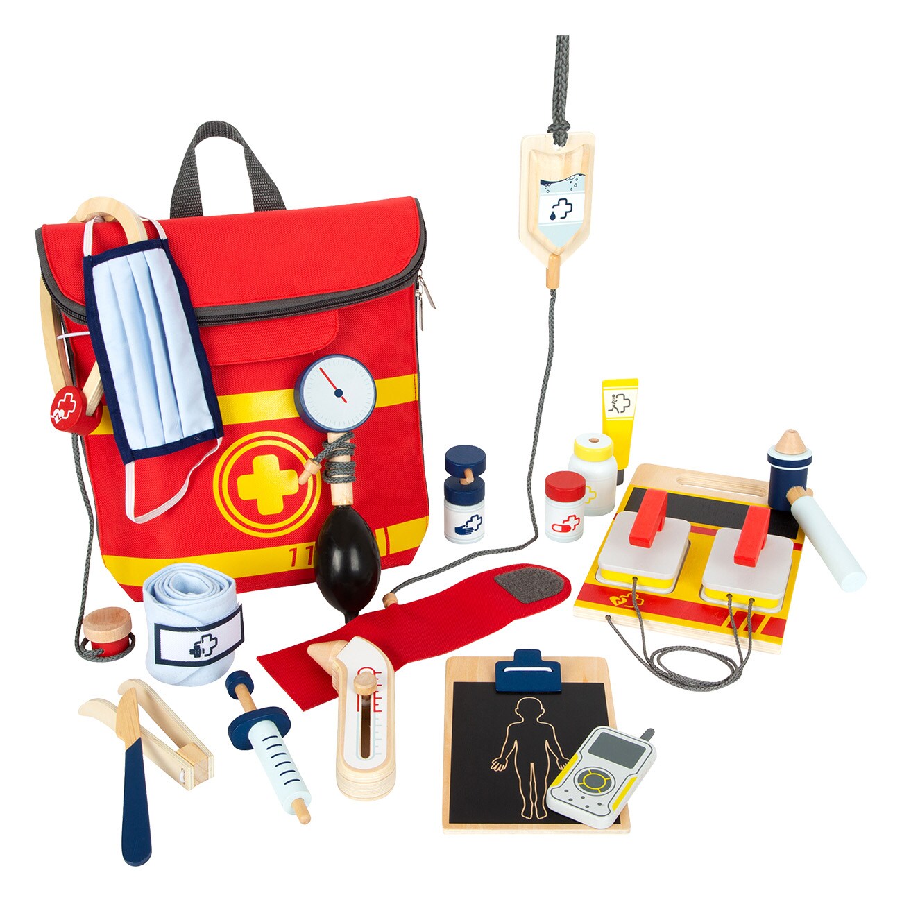 Smallfoot Notarzt-Rucksack (11917) Mehrfarbig Spielzeug-Arztkoffer 