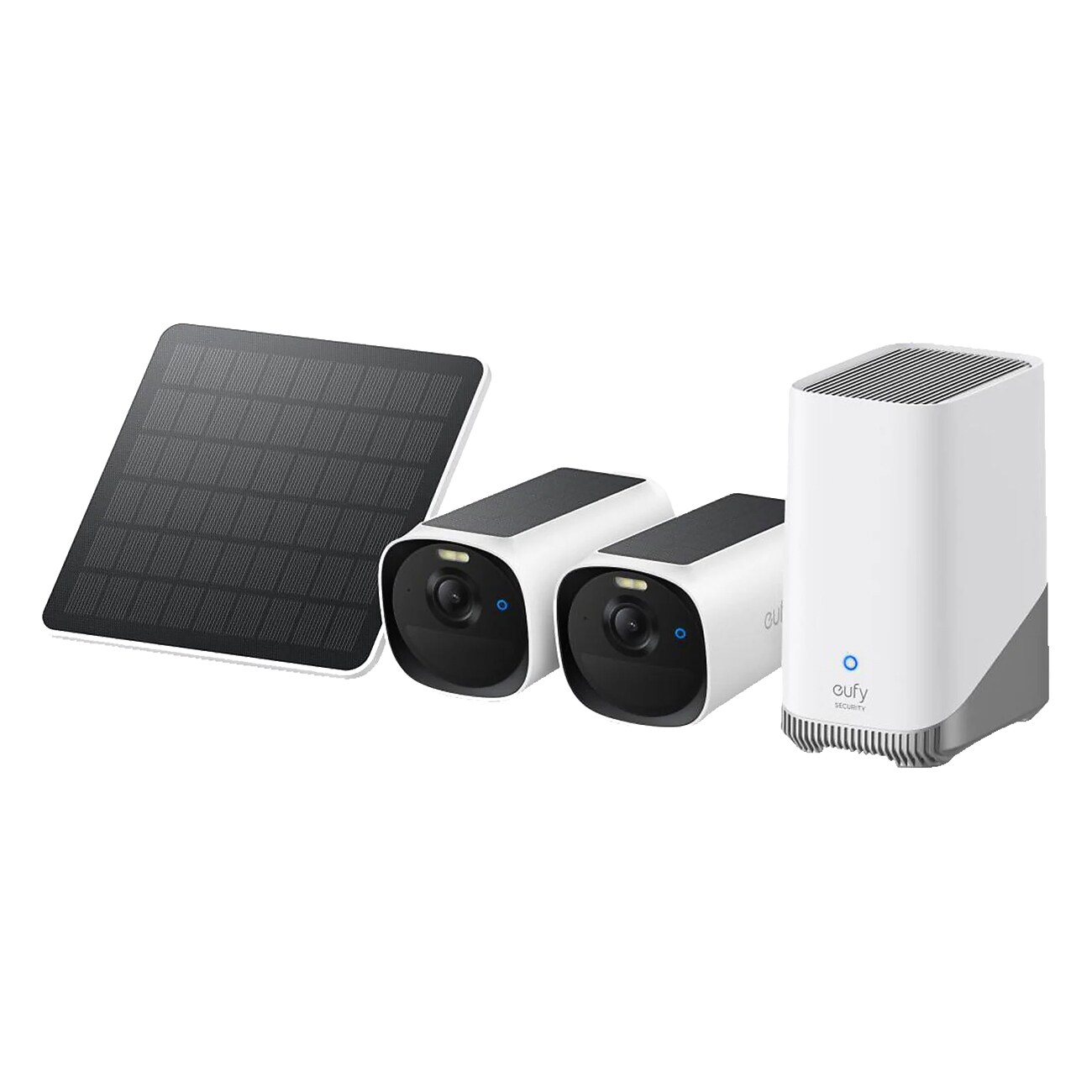 Eufy E40 Starter-Set 2+1 Kamera mit Homebase und Solarpanel wei&szlig; &Uuml;berwachungskamera 