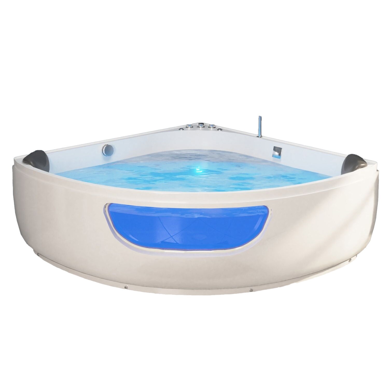 TroniTechnik® Whirlpool Badewanne Eckwhirlpool PAROS 150cm x 150cm, vormontiert, Acrylwanne 2 Pers., 12 Düsen, Sanitäracryl