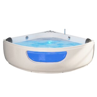 TroniTechnik® Whirlpool Badewanne Eckwhirlpool PAROS 150cm x 150cm, vormontiert, Acrylwanne 2 Pers., 12 Düsen, Sanitäracryl 