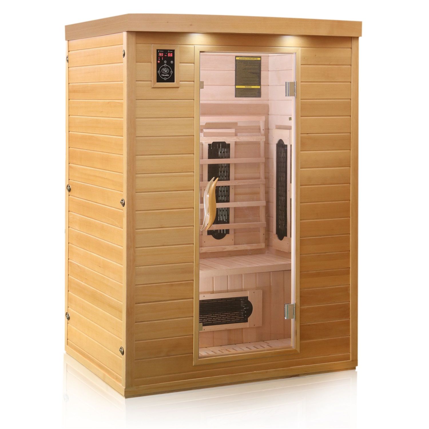 Dewello&reg; Infrarotkabine Infrarotsauna LAVAL PLUS 135cm x 105cm inkl. 7 Keramikstrahler, Bodenstrahler, Radio, Farblicht 