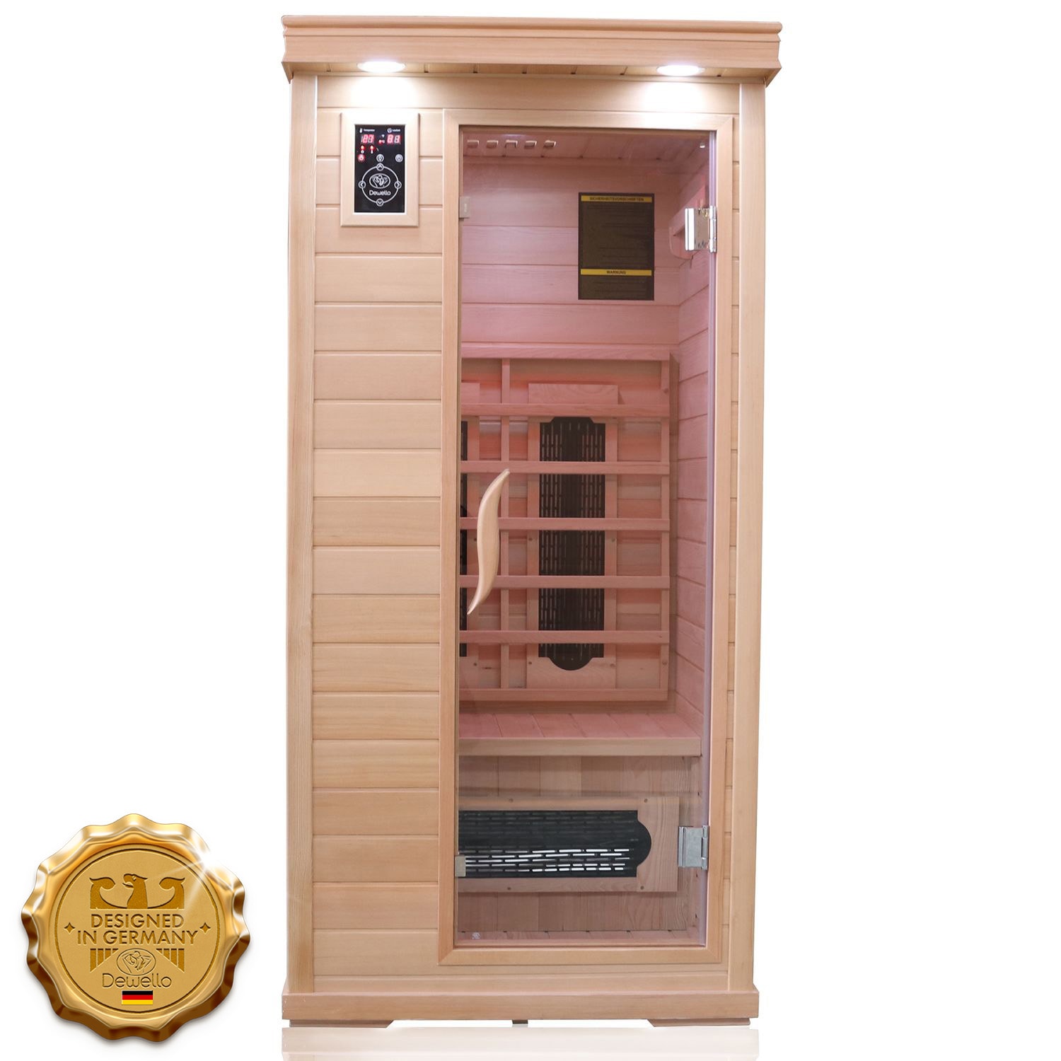 Dewello&reg; Infrarotkabine Infrarotsauna WINDSOR 90cm x 90cm inkl. 4 Keramikstrahler, Bodenstrahler und Zubeh&ouml;r, 1 Person 