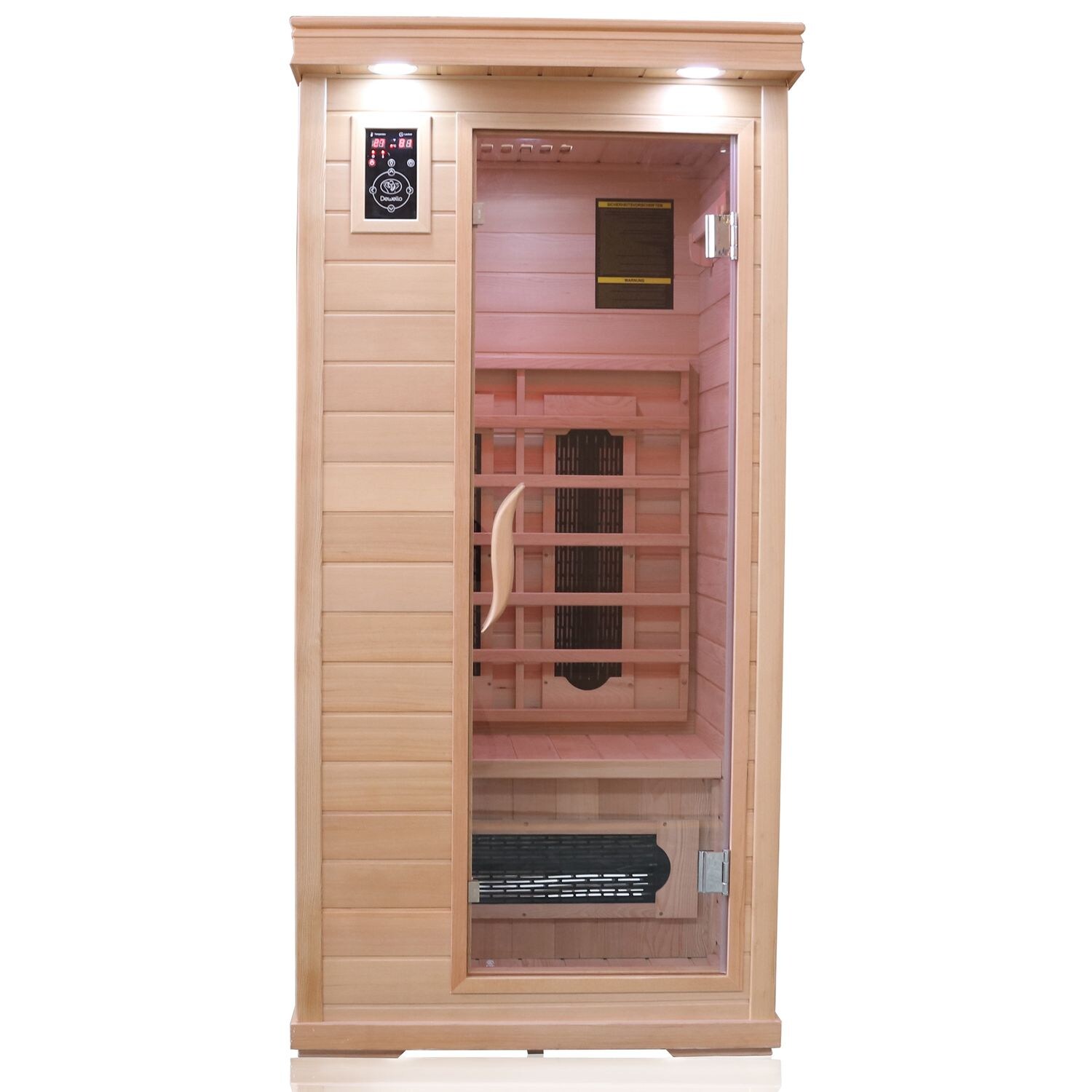 ® Infrarotkabine Infrarotsauna WINDSOR 90cm x 90cm inkl. 4 Keramikstrahler, Bodenstrahler und Zubehör, 1 Person