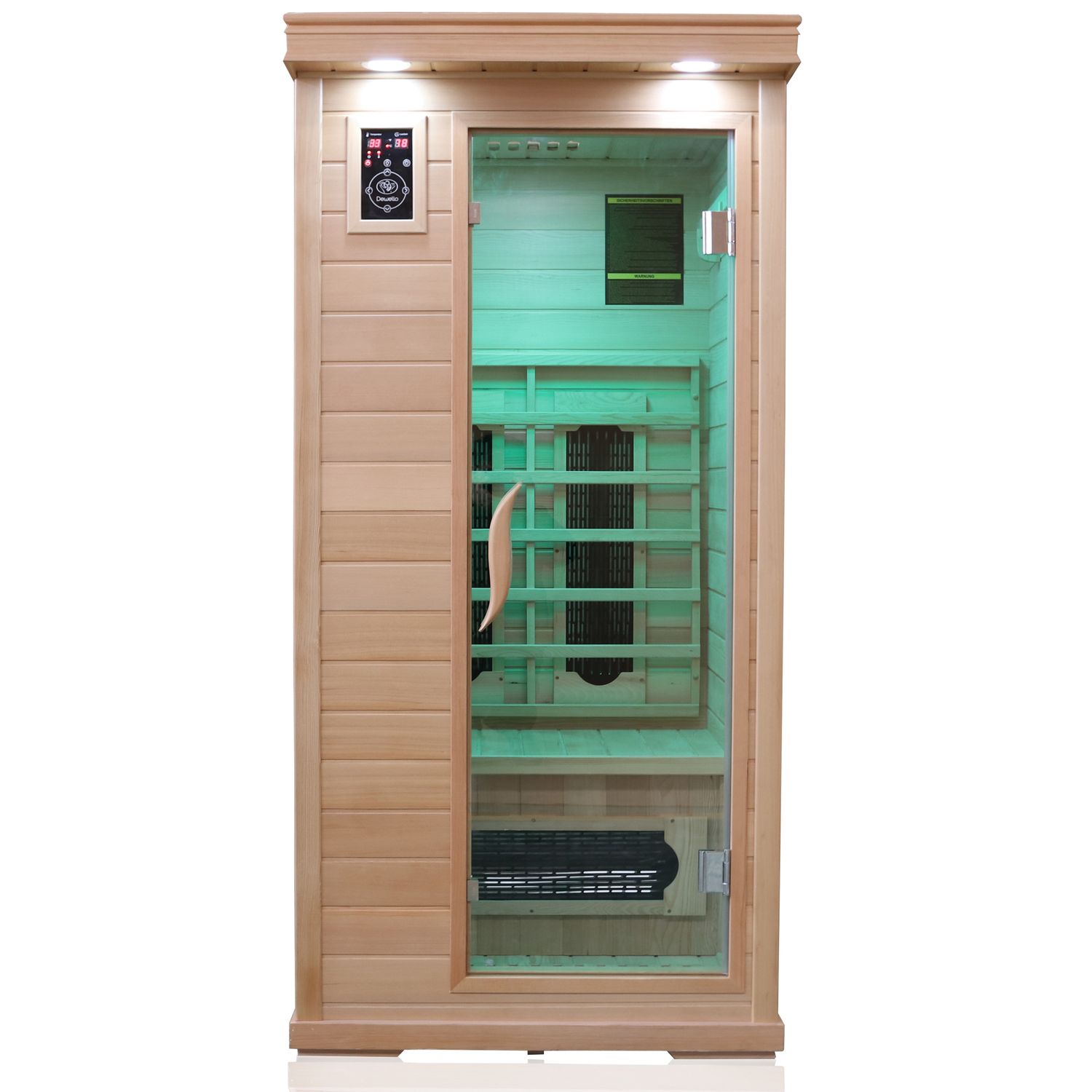 Dewello® Infrarotkabine WINDSOR 90x90cm, inkl. 4 Keramikstrahler, Bodenstrahler und Zubehör, 1 Person
