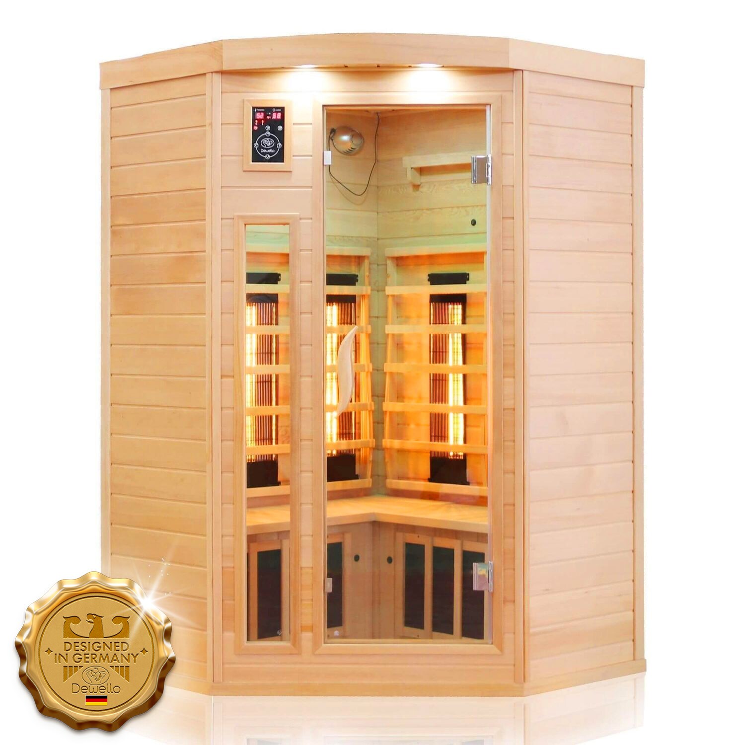 Dewello&reg; Infrarotkabine Infrarotsauna LAKEFIELD 120cm x 120cm inkl. 5 Vollspektrumstrahler, 5 Karbonstrahler, 2 Personen 