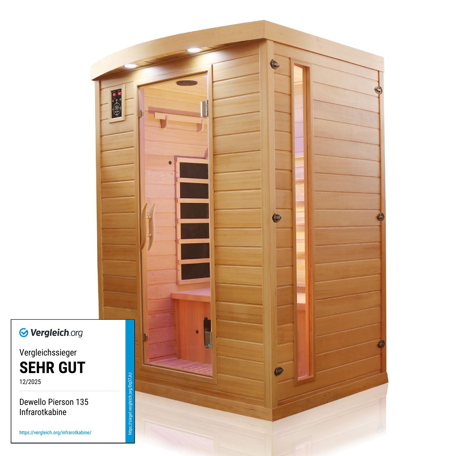 ® Infrarotkabine Infrarotsauna PIERSON 135cm x 105cm inkl. 5 Vollspektrumstrahler, 3 Karbonstrahler, 2 Personen